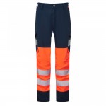 Leo Workwear Winswell Women's Stretch Cargo Trousers Hi-Vis Orange / Navy