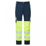Leo Workwear Winswell Women's Stretch Cargo Trousers Hi-Vis Yellow / Navy