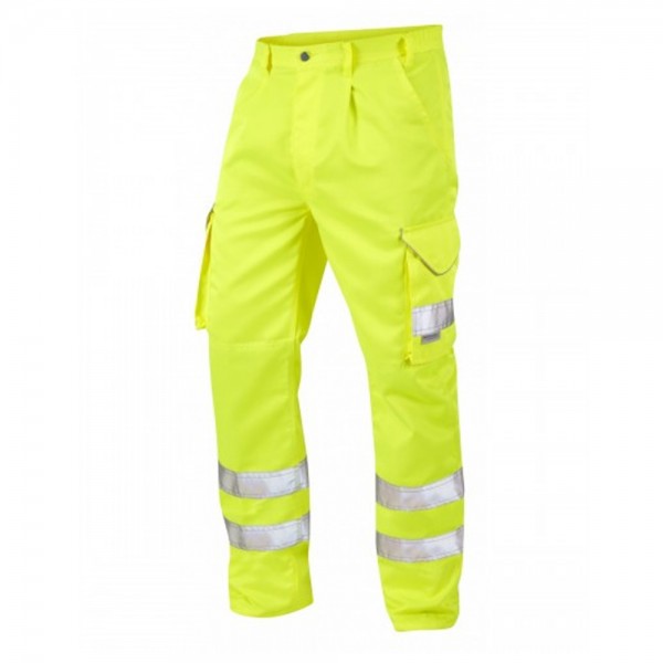 Leo Workwear Bideford Class 1 Yellow Hi Vis Work Trousers
