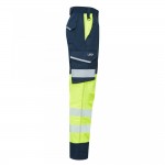 Leo Workwear Winsford Stretch Cargo Trousers Hi-Vis Yellow / Navy
