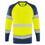Leo Workwear Ruda Class 2 Long-Sleeved T-Shirt Hi-Vis Yellow / Navy Leo Workwear Ruda Class 2 Long-Sleeved T-Shirt Hi-Vis Yellow / Navy