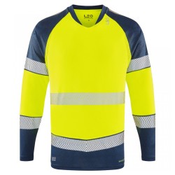 Leo Workwear Ruda Class 2 Long-Sleeved T-Shirt Hi-Vis Yellow / Navy