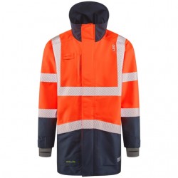 Leo Workwear Clovelly Orange Navy Hi Vis Anorak