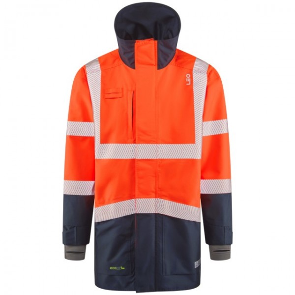 Leo Workwear Clovelly Orange Navy Hi Vis Anorak Leo Workwear Clovelly Orange Navy Hi Vis Anorak