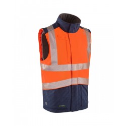 Leo Workwear Halsinger Hi Vis Orange/Navy Class 1 Bodywarmer