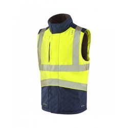 Leo Workwear Halsinger Hi Vis Yellow/Navy Class 1 Bodywarmer