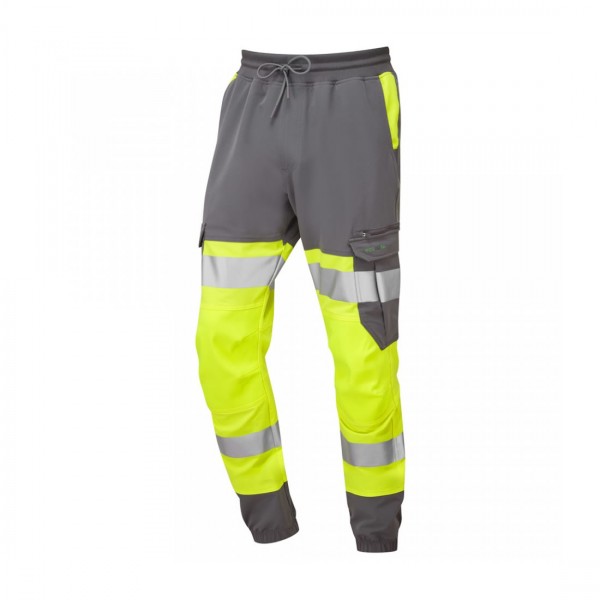 Leo Workwear Hawkridge Yellow Grey Hi Vis Jogging Trousers Leo Workwear Hawkridge Yellow Grey Hi Vis Jogging Trousers
