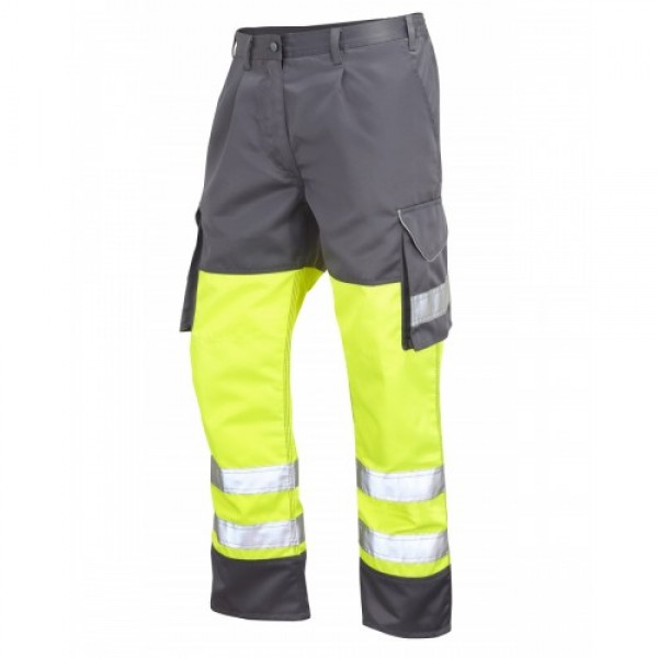 Leo Workwear Bideford Class 1 Yellow/Grey Hi Vis Work Trousers Leo Workwear Bideford Class 1 Yellow/Grey Hi Vis Work Trousers