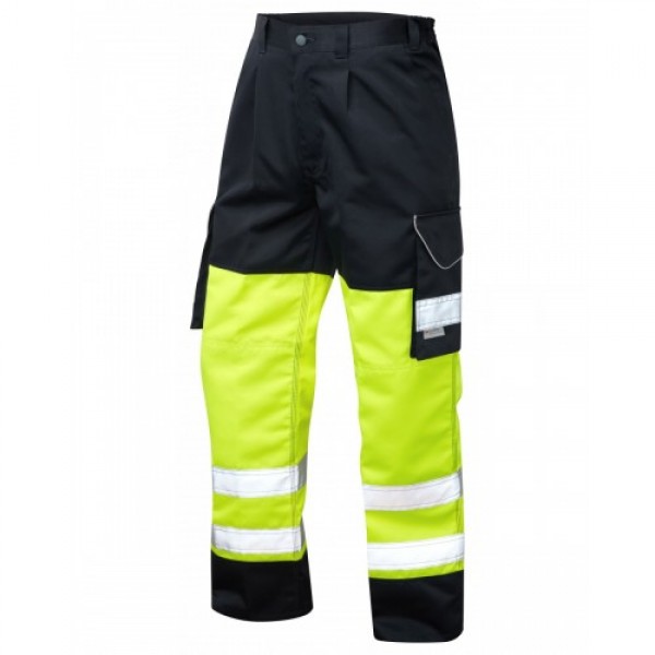 Leo Workwear Bideford Class 1 Yellow/Navy Hi Vis Work Trousers Leo Workwear Bideford Class 1 Yellow/Navy Hi Vis Work Trousers