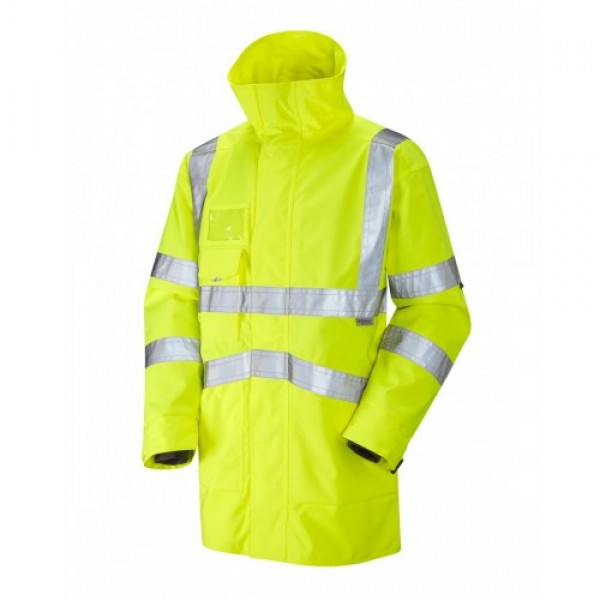 Leo Workwear Clovelly Class 3 Yellow Hi Vis Breathable Executive Anorak Leo Workwear Clovelly Class 3 Yellow Hi Vis Breathable Executive Anorak