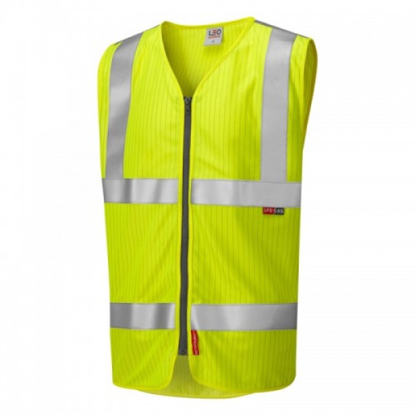 Leo Workwear Jacobstowe Yellow Hi Vis Zip Waistcoat