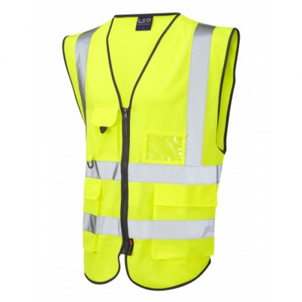 Leo Workwear Lynton Class 2 Hi Vis Yellow Superior Waistcoat