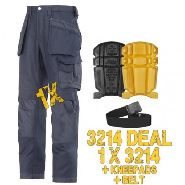 Snickers 3214 Trousers Plus A 9110 Kneepads & PTD Belt