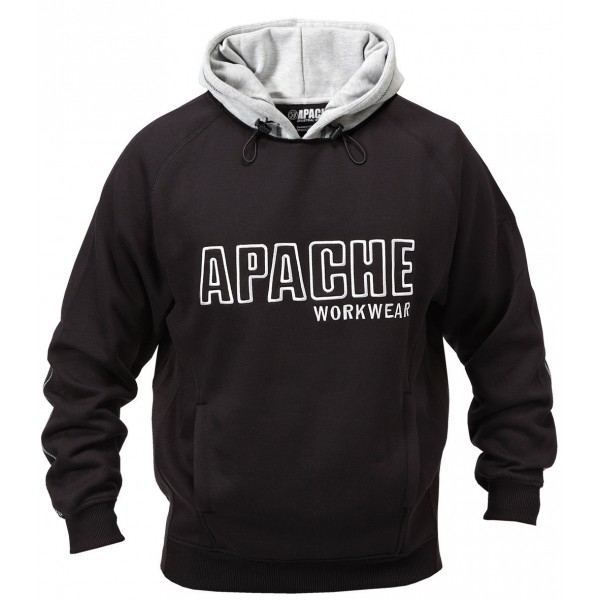 Apache Workwear Mens Black/Grey Hooded Sweatshirt Double Layered Work Hoodie Apache Workwear Mens Black/Grey Hooded Sweatshirt Double Layered Work Hoodie