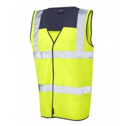 Leo Workwear Bradworthy Class 2 Navy Yoke Hi Vis Waistcoat
