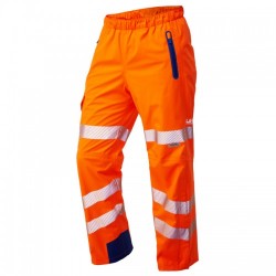 Leo Workwear Lundy Orange Hi-Vis Waterproof Overtrouser