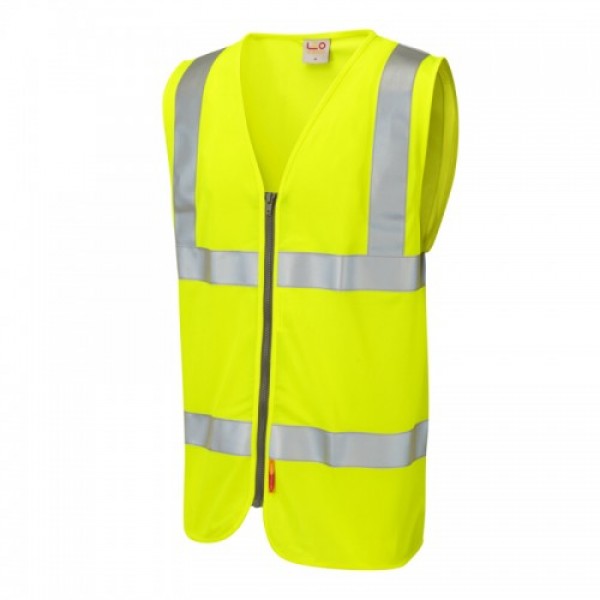 Leo Workwear Meeth Yellow Hi-Vis Waistcoat Leo Workwear Meeth Yellow Hi-Vis Waistcoat