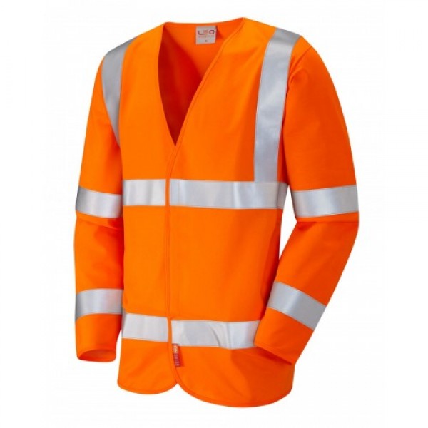 Leo Workwear Parkham Class 3 LFS Orange Hi Vis Sleeved Waistcoat