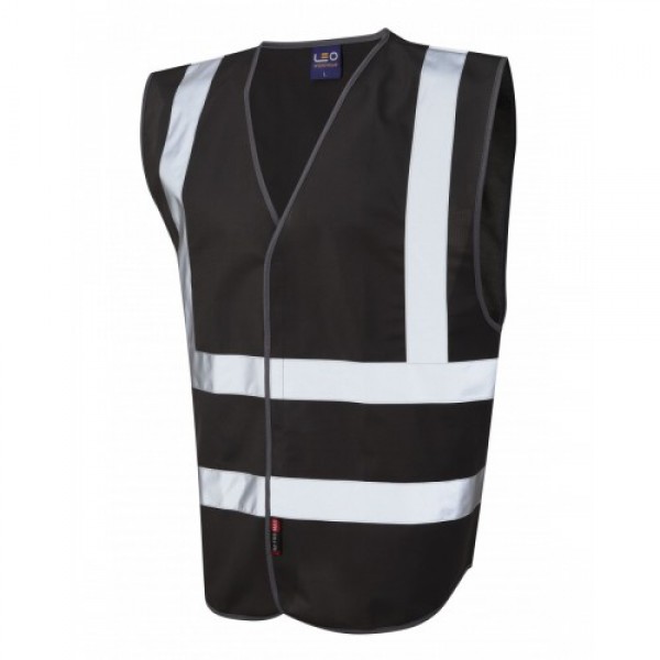 Leo Workwear Pilton Black Hi Vis Reflective Waistcoat