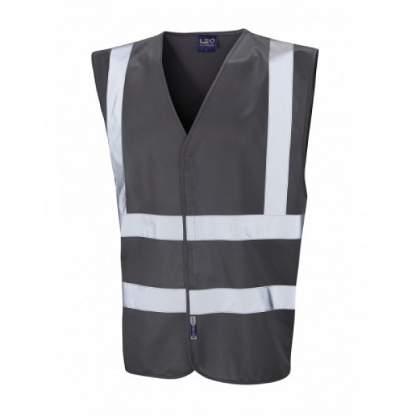 Leo Workwear Pilton Grey Hi Vis Reflective Waistcoat