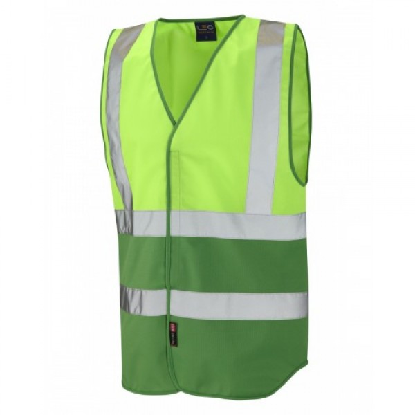 Leo Workwear Pilton Lime/Emerald Green Hi Vis Reflective Waistcoat