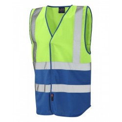 Leo Workwear Pilton Lime/Royal Blue Hi Vis Reflective Waistcoat