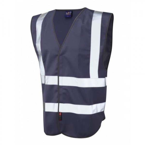 Leo Workwear Pilton Navy Hi Vis Reflective Waistcoat