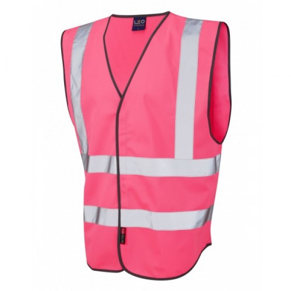 Leo Workwear Pilton Pink Hi Vis Reflective Waistcoat