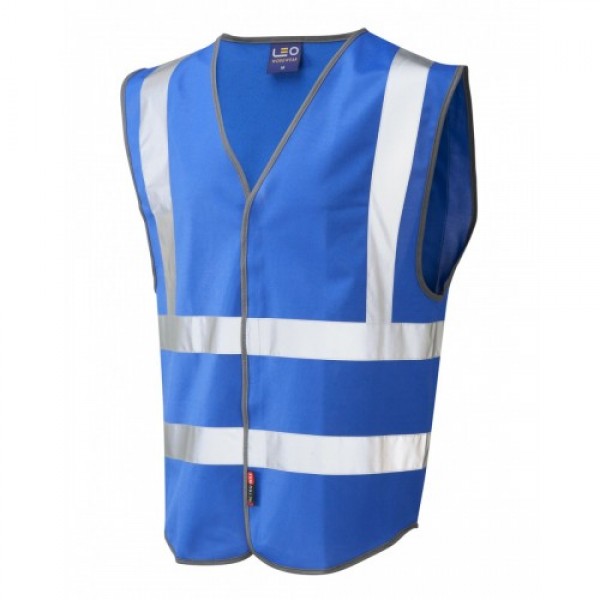 Leo Workwear Pilton Royal Blue Hi Vis Reflective Waistcoat