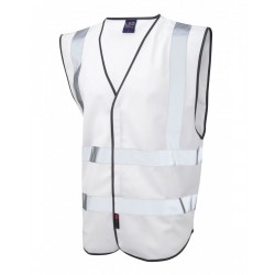 Leo Workwear Pilton White Hi Vis Reflective Waistcoat