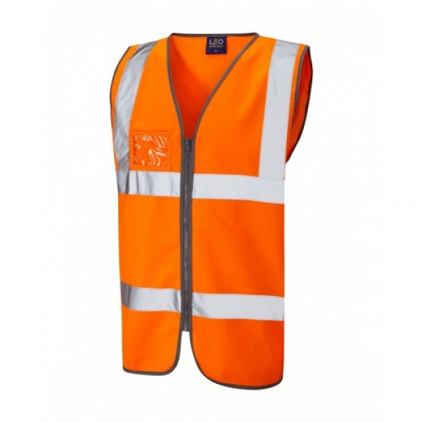 Leo Workwear Rumsam Class 2 Orange Zip Front Hi Vis Waistcoat