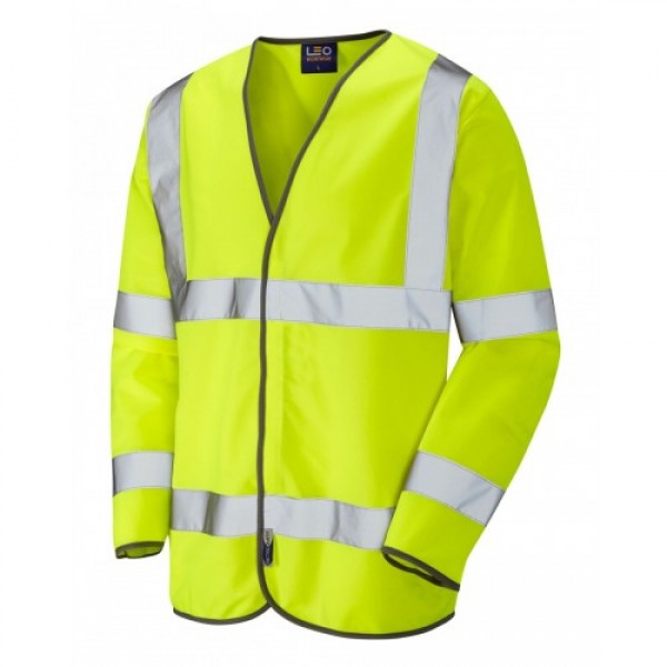 Leo Workwear Shirwell Class 3 Yellow Hi Vis Sleeved Waistcoat Leo Workwear Shirwell Class 3 Yellow Hi Vis Sleeved Waistcoat
