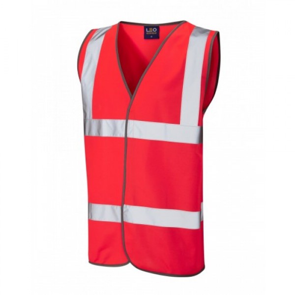Leo Workwear Tarka Class 2 Red Hi Vis Waistcoat