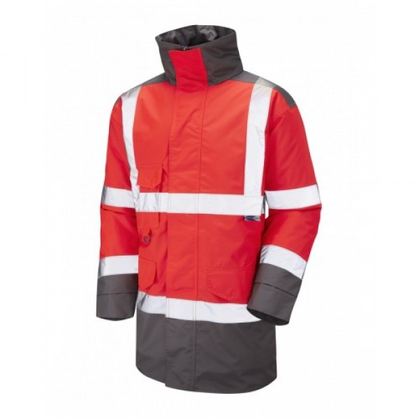 Leo Workwear Tawstock Class 3 Red/Grey Anorak