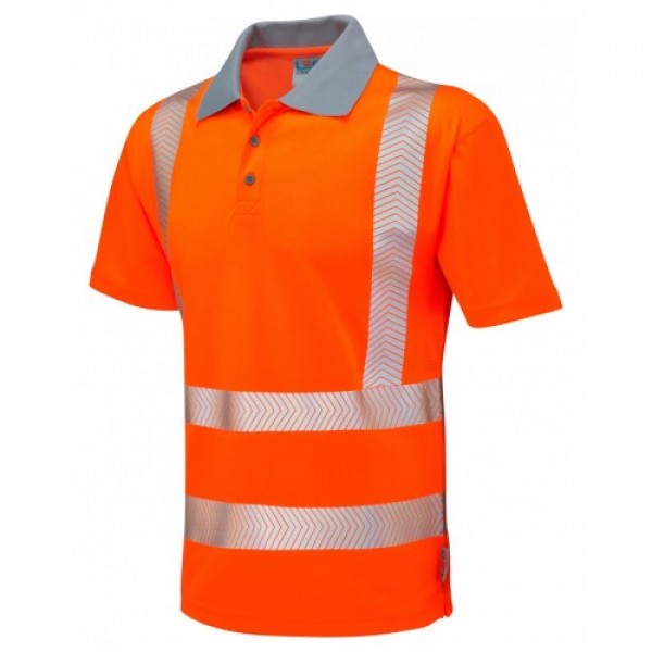 Leo Workwear Woolacombe Class 2 Orange Hi Vis Polo Shirt Leo Workwear Woolacombe Class 2 Orange Hi Vis Polo Shirt