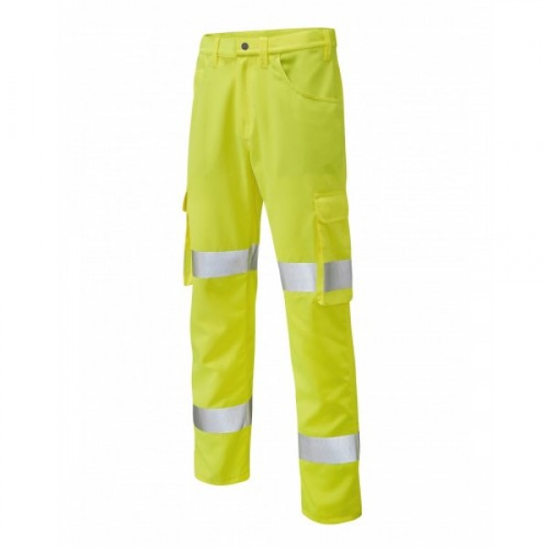 Leo Workwear Yelland Class 1 Yellow Lightweight Cargo Trouser Leo Workwear Yelland Class 1 Yellow Lightweight Cargo Trouser