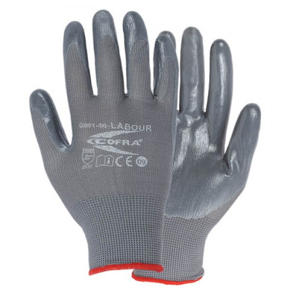 Cofra Labour Grey Nitrile Gloves for Mechanical Protection